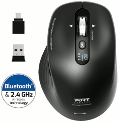 Miš PORT Business, bežični/Bluetooth, punjivi, crni