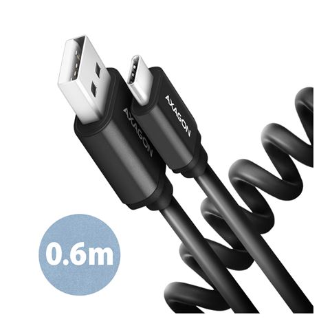 Axagon Kabel BUCM-AM10TB Twister, USB-C na USB-A 2.0, 0.6m, crni
