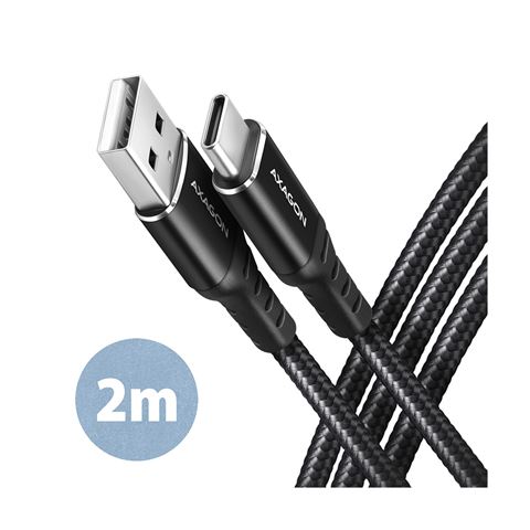 Axagon Kabel BUCM-AM20AB, USB-C na USB-A 2.0, 2m, crni