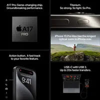 Mobitel APPLE iPhone 15 Pro Max, 1TB, 6.7", Natural Titanium (MU7J3)