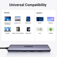 Multiport adapter USB HUB UGREEN USB-C 4K HDMI, 100W, 4K@30Hz HDMI