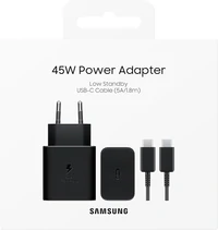 Kućni punjač SAMSUNG 45W, originalni, TYPE-C, s kablom, crni (EP-T4511XBEGEU)