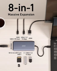 Hub ANKER 555, USB-C, 8 u 1