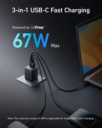 Punjač ANKER Prime 67W GaN, 3 porta, crni