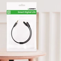 Adapter UGREEN 3,5mm (muški) na 2x audio (ženski), vrećica, crni