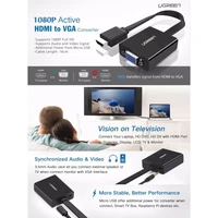 Adapter UGREEN HDMI na VGA + 3,5mm audio + MicroUSB, kutija, crni