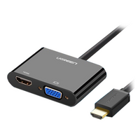 Adapter UGREEN HDMI na VGA + HDMI, kutija, crni