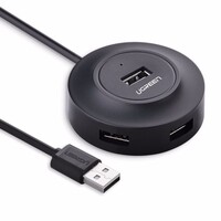 Hub UGREEN USB 2.0 s 4 priključka, 1m, kutija, crni