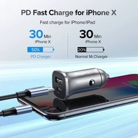 Punjač UGREEN za automobil, USB + USB-C, PD 18W, kutija, sivi