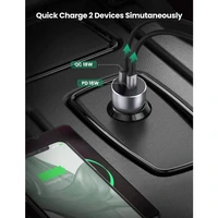 Punjač UGREEN za automobil, USB + USB-C, PD 36W, kutija, sivi