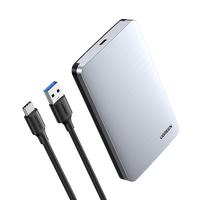 Kućište UGREEN 2,5'' SATA, s USB-C - USB-A kabelom, kutija, srebrni