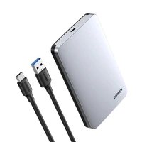 Kućište UGREEN 2,5'' SATA, s USB-C - USB-A kabelom, kutija, srebrni