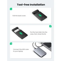 Kućište UGREEN 2,5'' SATA, s USB-C - USB-A kabelom, kutija, srebrni