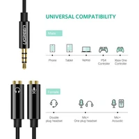 Adapter UGREEN 3,5mm (muški) na 2x 3,5mm (slušalice + mikrofon), vrećica