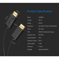Kabel UGREEN DisplayPort 1.2, 1,5m, vrećica