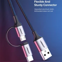 Kabel UGREEN USB-A na MicroUSB + USB-C, opleteni, 1m