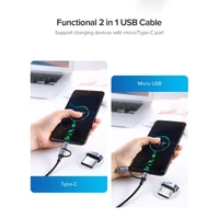 Kabel UGREEN USB-A na MicroUSB + USB-C, opleteni, 1m