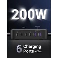 Punjač UGREEN 2x USB-A + 4x USB-C, 200W, GaN II, kutija