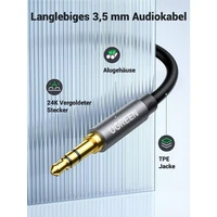 Produžni kabel UGREEN Aux 3,5mm za slušalice, 1m, kompatibilan sa slušalicama, računalima, mobitelima, zvučnicima