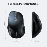Miš UGREEN bežični, Bluetooth 5.0 + 2.4GHz, USB prijamnik, 5 tipki, za MacBook, PC, desktop, Chromebook