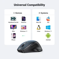Miš UGREEN bežični, Bluetooth 5.0 + 2.4GHz, USB prijamnik, 5 tipki, za MacBook, PC, desktop, Chromebook