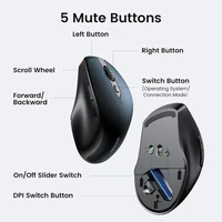 Miš UGREEN bežični, Bluetooth 5.0 + 2.4GHz, USB prijamnik, 5 tipki, za MacBook, PC, desktop, Chromebook