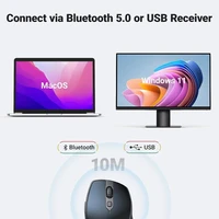 Miš UGREEN bežični, Bluetooth 5.0 + 2.4GHz, USB prijamnik, 5 tipki, za MacBook, PC, desktop, Chromebook