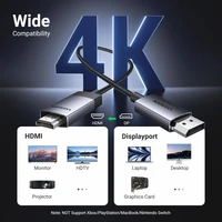 Kabel UGREEN DisplayPort na HDMI, 4K@60Hz, HDR Active DP1.2 na HDMI2.0, 1m