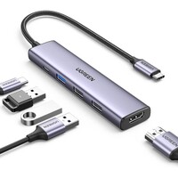 Hub UGREEN USB-C 5u1, HDMI 4K, 100W, 4K@30Hz HDMI
