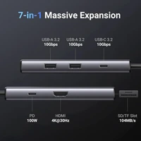 Hub UGREEN USB-C 7u1 (10Gbps USB 3.2, 4K@30Hz HDMI)