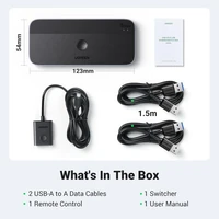 USB switch UGREEN USB 3.0 za 2 računala, dijeljenje USB-C i USB-A uređaja