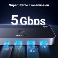 USB switch UGREEN USB 3.0 za 2 računala, dijeljenje USB-C i USB-A uređaja