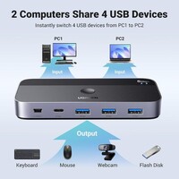 USB switch UGREEN USB 3.0 za 2 računala, dijeljenje USB-C i USB-A uređaja