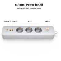 Utičnica UGREEN zaštitna, 3x Schuko + 2x USB-A + 1x USB-C, 2m