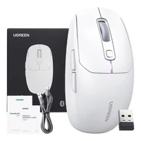 Miš UGREEN bežični, 5000DPI, 2.4G+BT, bijeli