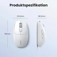 Miš UGREEN bežični, 5000DPI, 2.4G+BT, bijeli