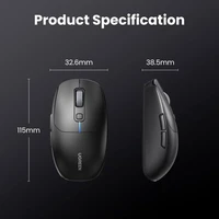 Miš UGREEN bežični, 5000DPI, 2.4G+BT, crni