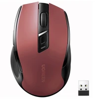 Miš UGREEN bežični, Bluetooth 5.0 + 2.4GHz, USB prijamnik, crveni