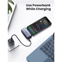 Baterija UGREEN prijenosna, 5000mAh, 22,5W, USB-C, s ugrađenim USB-C konektorom i LED zaslonom