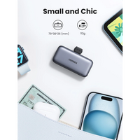 Baterija UGREEN prijenosna, 5000mAh, 22,5W, USB-C, s ugrađenim USB-C konektorom i LED zaslonom