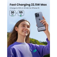 Baterija UGREEN prijenosna, 5000mAh, 22,5W, USB-C, s ugrađenim USB-C konektorom i LED zaslonom