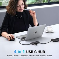 Hub UGREEN USB-C, 10Gbps, 2x USB-C 3.2 + 2x USB 3.2