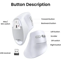 Miš UGREEN bežični, ergonomski, vertikalni, Bluetooth + Wi-Fi, bijeli
