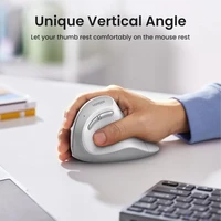 Miš UGREEN bežični, ergonomski, vertikalni, Bluetooth + Wi-Fi, bijeli