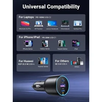 Punjač UGREEN za automobil, 130W, s 1m USB-C kabelom