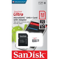 Memorijska kartica 32 GB, SANDISK Ultra, microSDHC UHS-I + SD adapter, 100 MB/s, C10 (SDSQUNR-032G-GN3MA)
