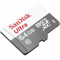 Memorijska kartica 64 GB, SANDISK Ultra, microSDXC UHS-I + SD adapter, 100 MB/s, C10 (SDSQUNR-064G-GN3MA)