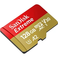 Memorijska kartica 128 GB, SANDISK Extreme, microSDXC + SD adapter, 190/90 MB/s, A2, C10, V30, UHS-I, U3 (SDSQXAA-128G-GN6MA)