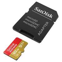 Memorijska kartica 512 GB, SANDISK Extreme, microSDXC + SD adapter, 190/130 MB/s, A2, C10, V30, UHS-I, U3 (SDSQXAV-512G-GN6MA)