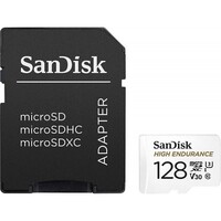 Memorijska kartica 128 GB, SANDISK High Endurance, microSDHC + SD adapter, Full HD/4K, do 100/40 MB/s, C10, U3, V30 (SDSQQNR-128G-GN6IA)